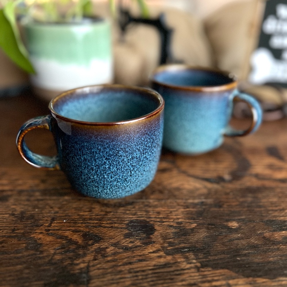 SOLD Matching Blue Glaze Coffee Mugs
